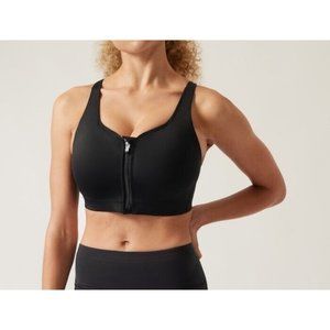 New Athleta Advance Zip Front Bra Size 34C Black